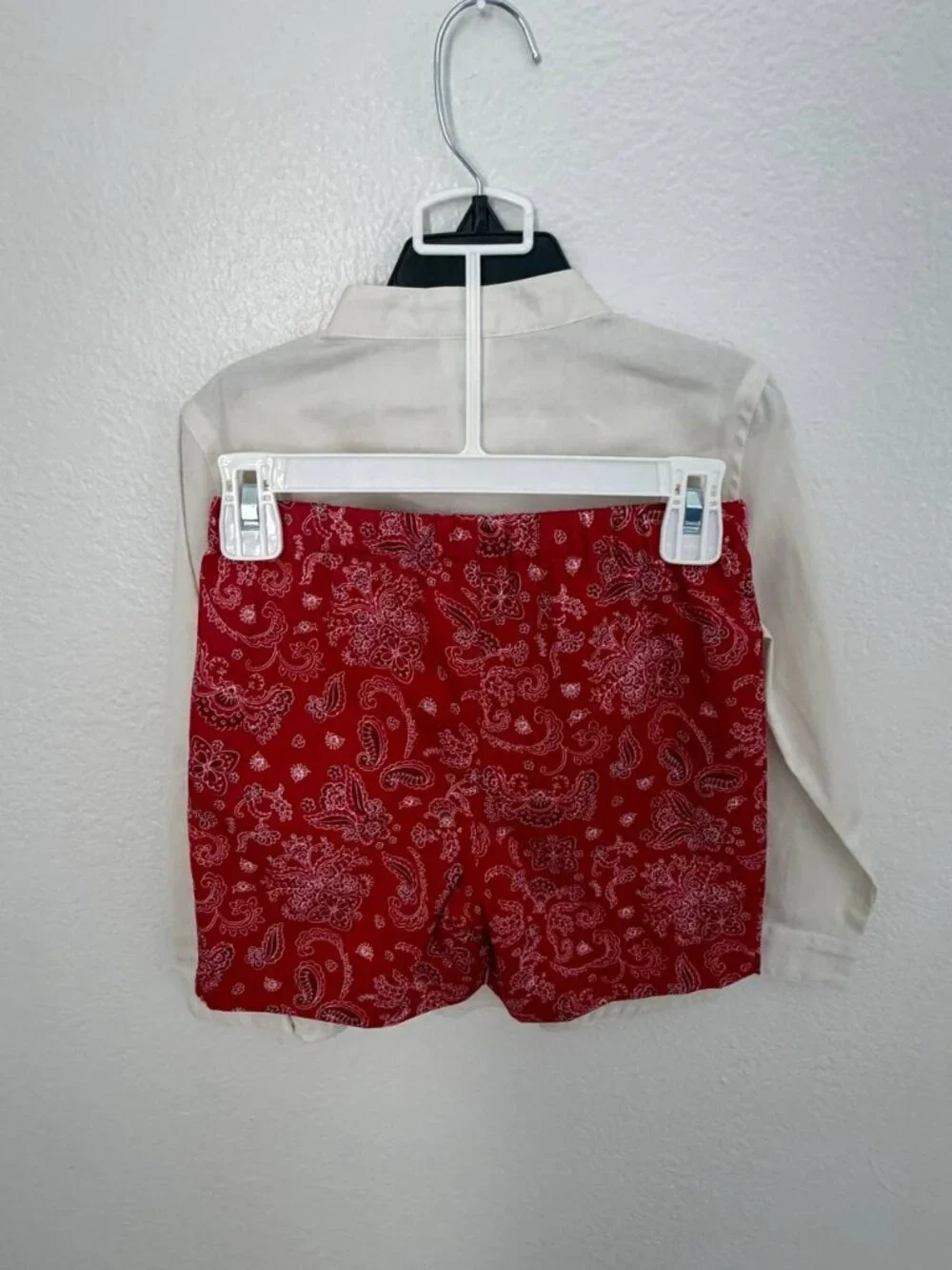 NWT Edgehill Collection Boys 2 Piece Shirt & Shorts Set Size 5 Red Paisley 100%